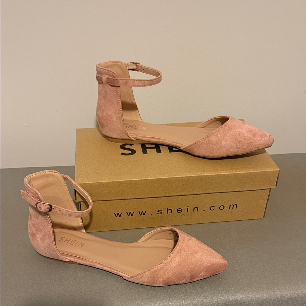 SHEIN Blush Ankle Strap Flats